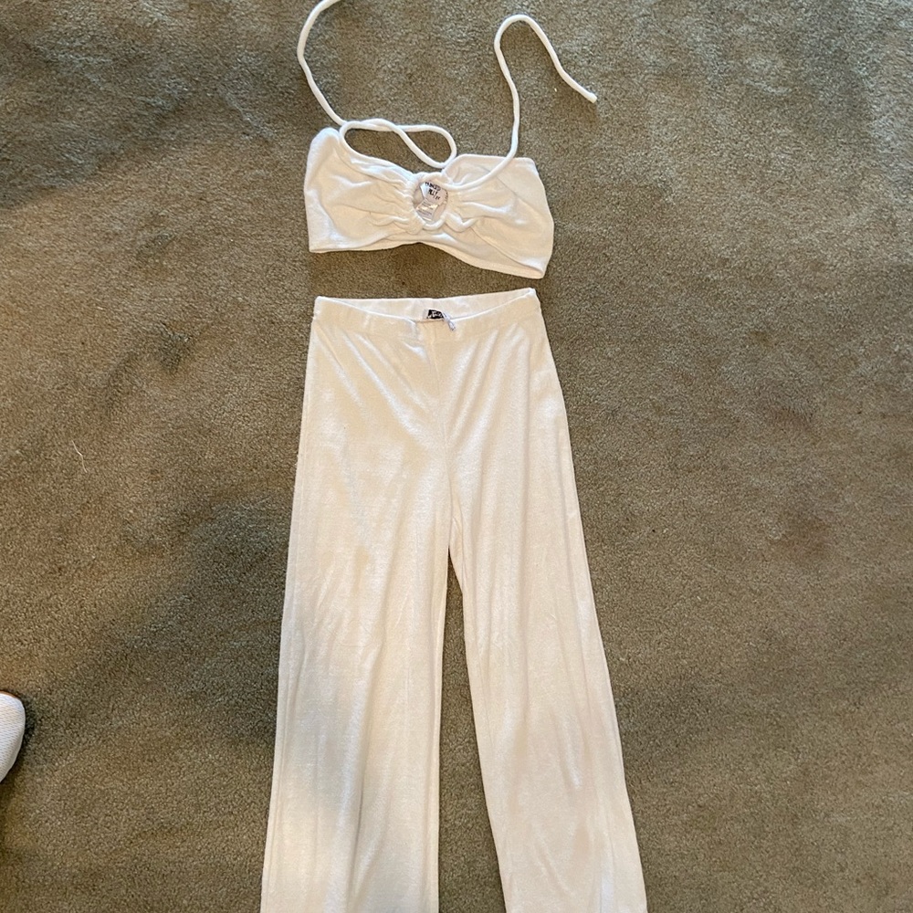 White terry cloth two piece